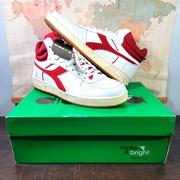 Diadora Other - BRAND NEW Diadora Basket Mid 'White/Red' Men's Size 11.0